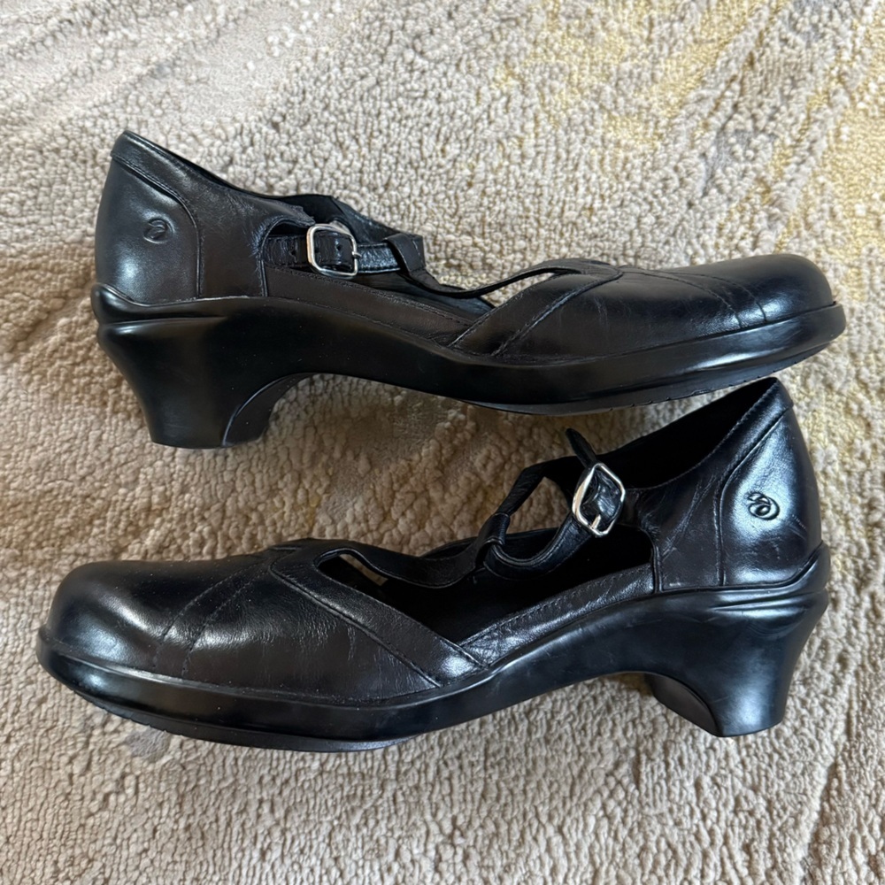 Aravon black Mary Jane Comfort Leather Heels comfort shoes t strap preppy 8.5 - Picture 2 of 12